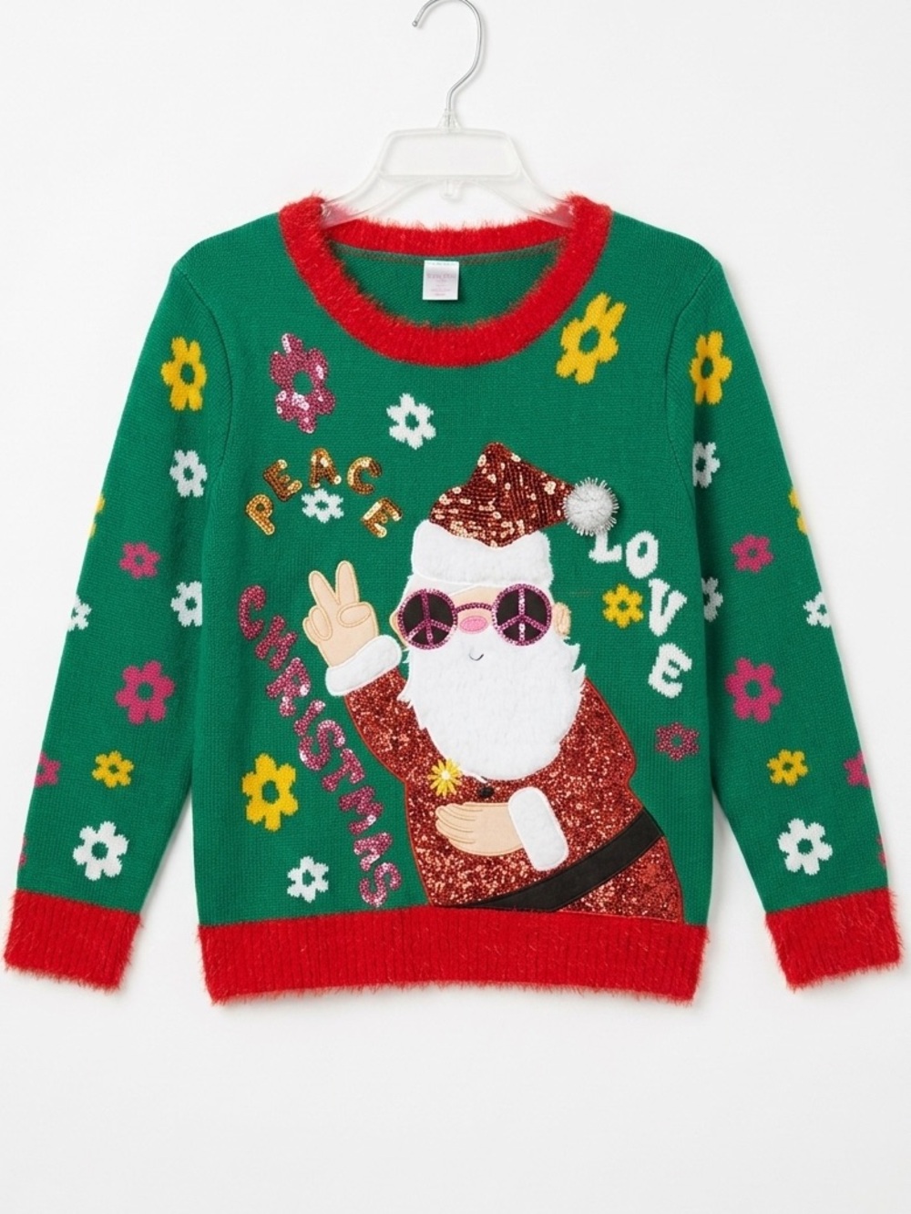 Peace Love Hippie Santa Christmas Sweater